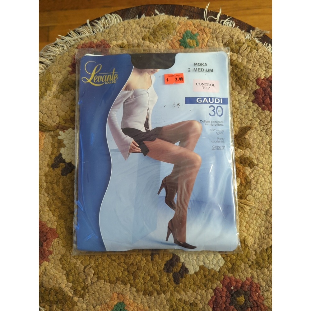 New Levante‎ Gaudi 30 Control Top Pantyhose Size 2 Medium Moka Brown Made Italy